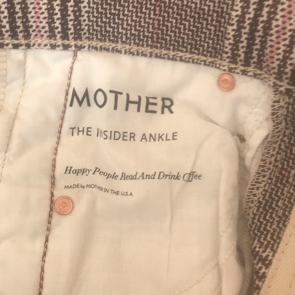 Mother The Insider Plaid Stripe Retro Ankle Pants Plum Pink Brown Orange 24 NWT - Picture 14 of 16